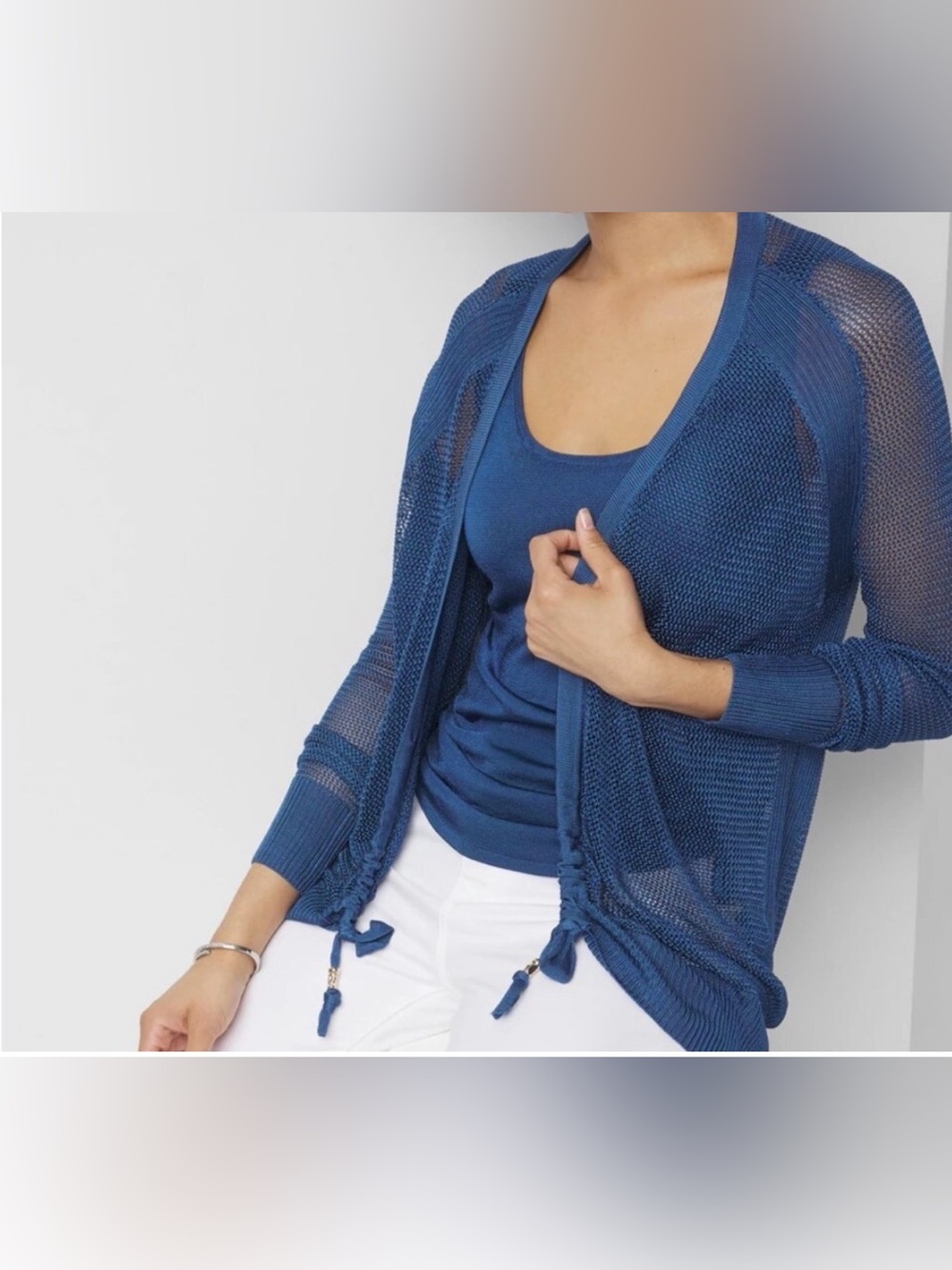 WHBM‎ 2 Piece Mesh Cinched Cardigan and Top